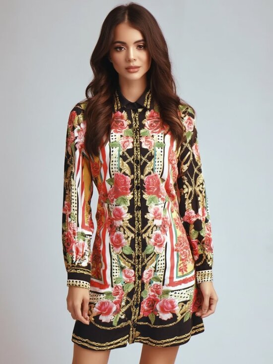 Fashion Nova Dresses & Skirts - Fashion Nova Baroque Dress Size XS Extra Small Long Sleeve Rococo Floral Black